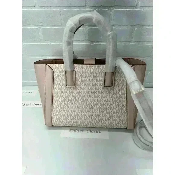 Michael Kors Kali Satchel MD Purse Ipad Case Tote Shoulder Bag Opticwht Rose Gld